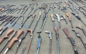 Homemade guns confiscated by or surrendered to police in Alotau.