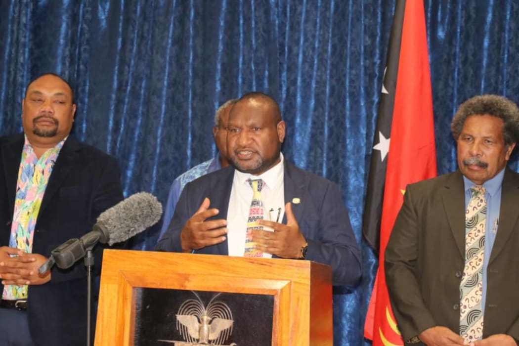 From left: PNG's Health Minister Jelta Wong, Prime Minister James Marape, and Foreign Minister Soroi Eoe.
