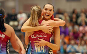 Southern Steel's George Fisher and Southern Steel's Shannon Saunders celebrate the win over the Stars 2021.