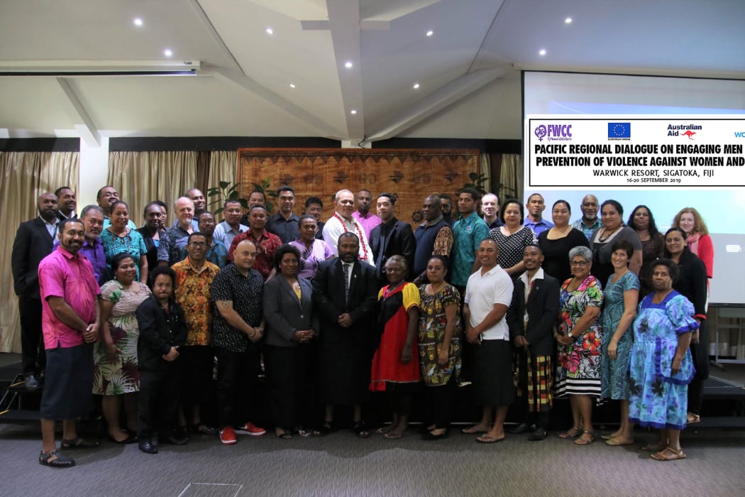 Group of participants at the Pacific Regional Dialogue on Engaging Men in the Prevention of Violence Against Women and Girls