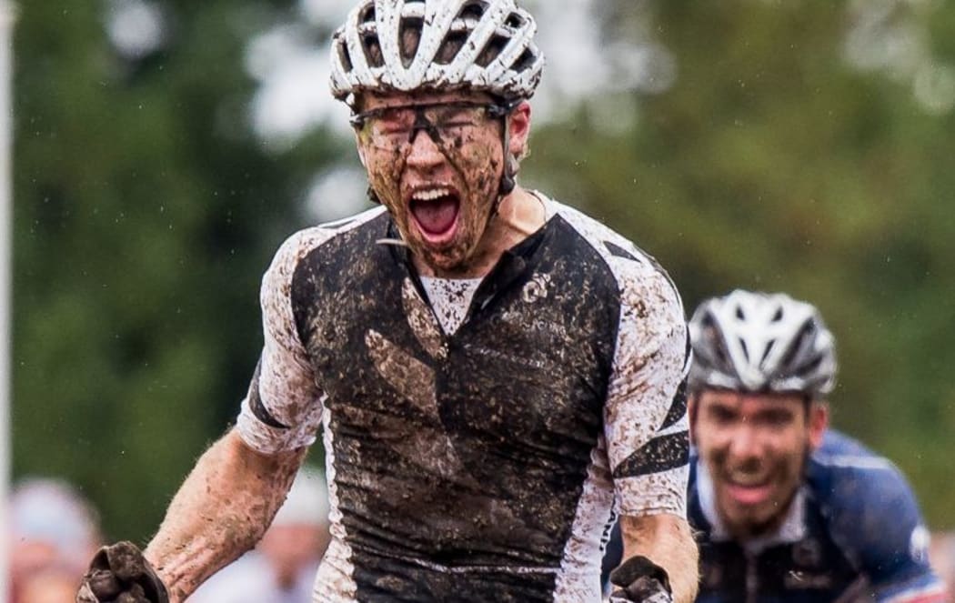 The New Zealand cross country mountain biker Anton Cooper wins the under-23 World Championship title, 2015.