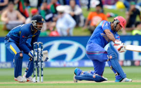 Najibullah Zadran batting for Afghanistan in Dunedin