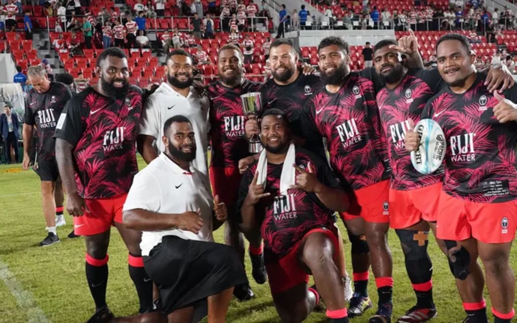 The Flying Fijians celebrating their 2024 PNC final win over Japan. Photo: World Rugby