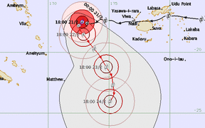 Tropical cyclone forecast track map.