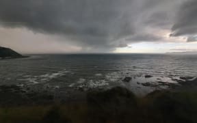 A severe thunderstorm warning is in place for Wellington as heavy rain and hail lashes the city.