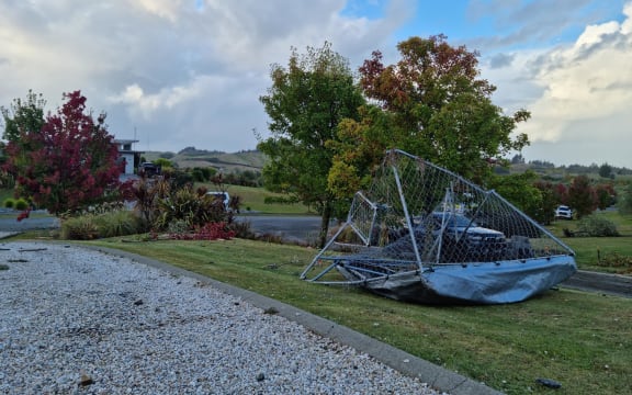 Damage to Kenny and Maree Cripps' house in Petra Way, Tasman.