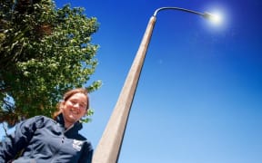 NIWA freshwater ecologist Michelle Greenwood is trying to find out how a change in the colour spectrum of street lights is affecting tiny insects.
