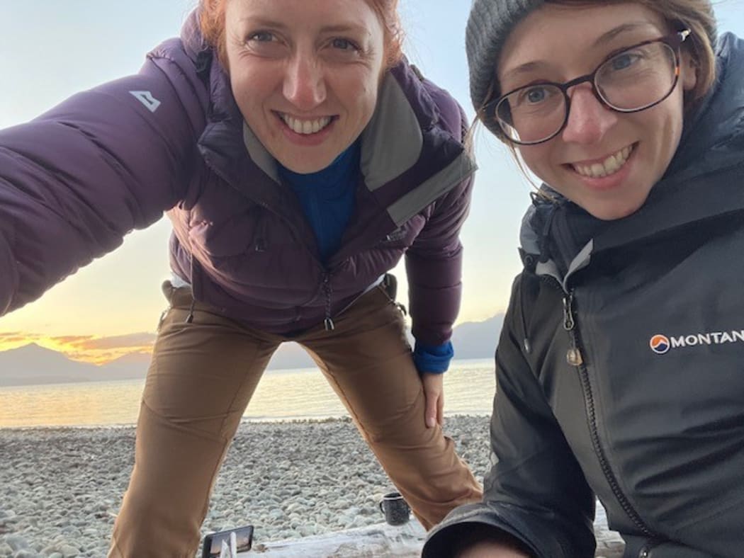 Hannah Price (left) with her partner.
