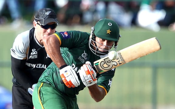Nasir Jamshed playing against New Zealand at the 2012 T20 World Cup in Sri Lanka.