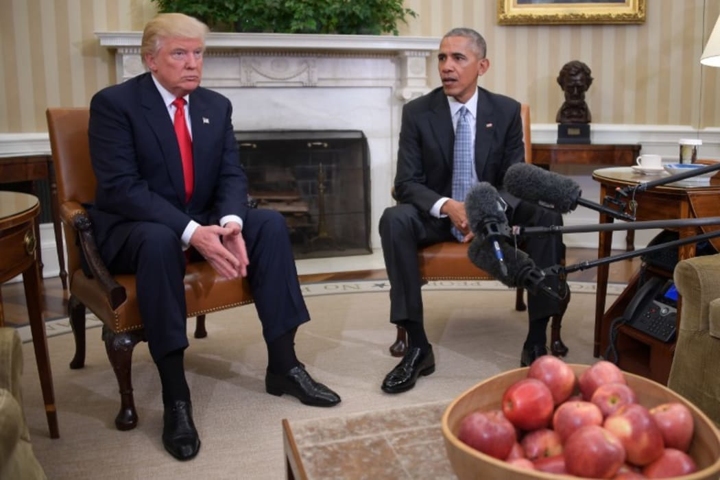 President-elect Donald Trump and President Barack Obama in the Oval office at The White House.