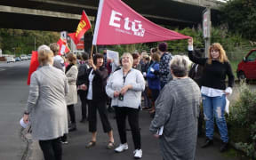 IDEA Services staff on strike in Dunedin today.