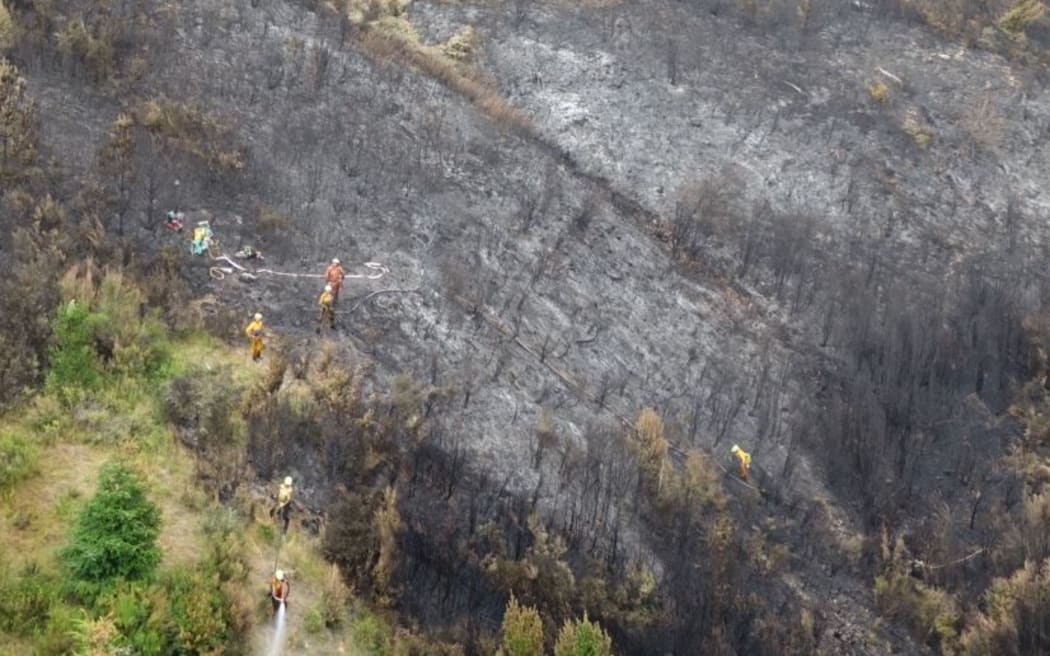 Ground crews tackled the perimeter of  the blaze.
