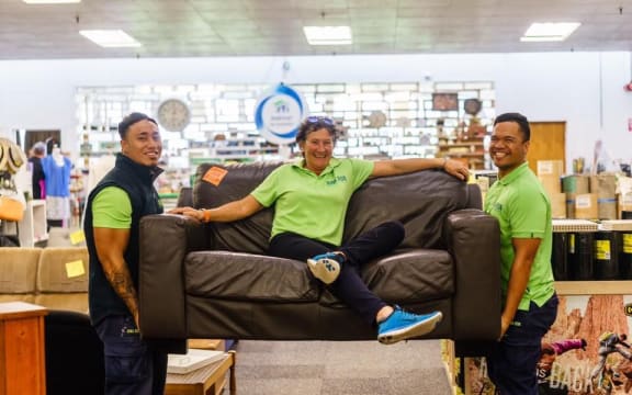 Fionna Gotts of Junk Run (centre) with two employees