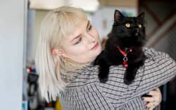 owner Bibi and Azuki Bean the cat
