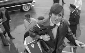 Beatle John Lennon leaving Wellington.