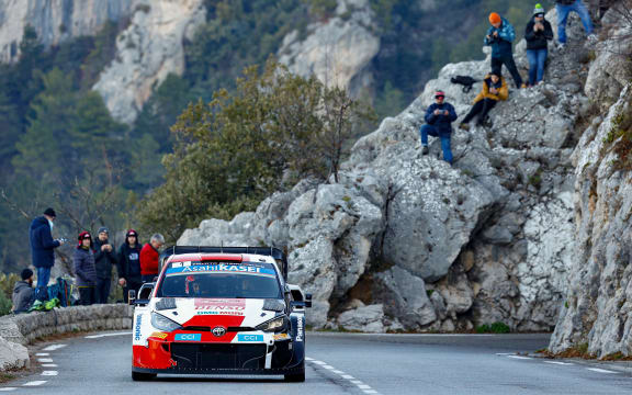 Toyota driver Sebastien Ogier on the 2022 Monte Carlo rally.
