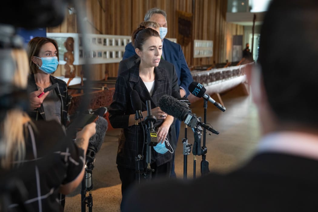 Jacinda Ardern speaks to media