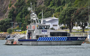 The police boat Deodar III arrives into Whakatane.
