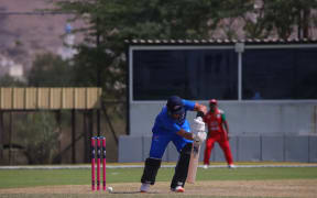 Ross Taylor in action for Samoa against against Oman in the Men's T20 World Cup Asia & EAP Qualifier.
