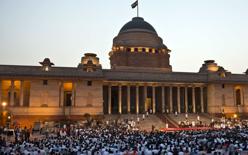 The swearing-in ceremony at the Presidential Palace in New Delhi.
