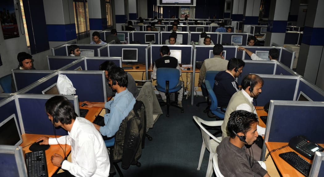 Call centre workers in Kashmir