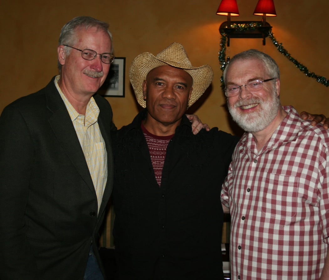 Te Vaka bandleader with Moana directors John Musker and Ron Clements.