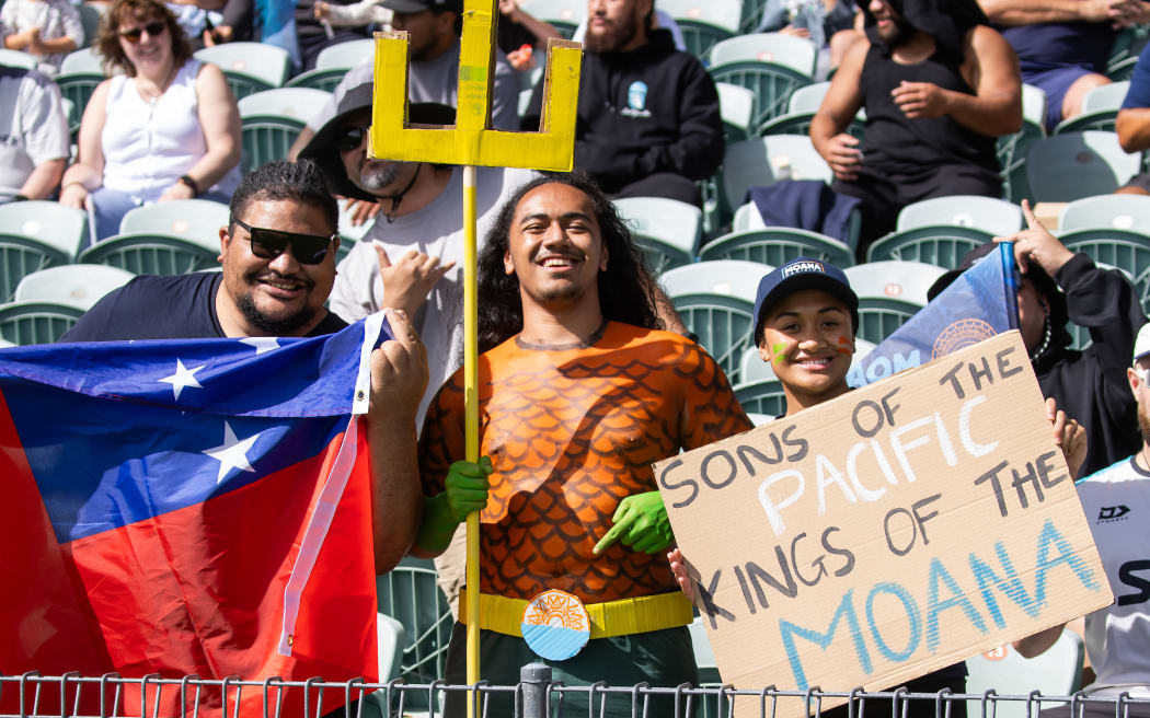Moana Pasifika fans during the Super Rugby Paciﬁc - Moana Pasiﬁka v Waratahs at North Harbour Stadium.