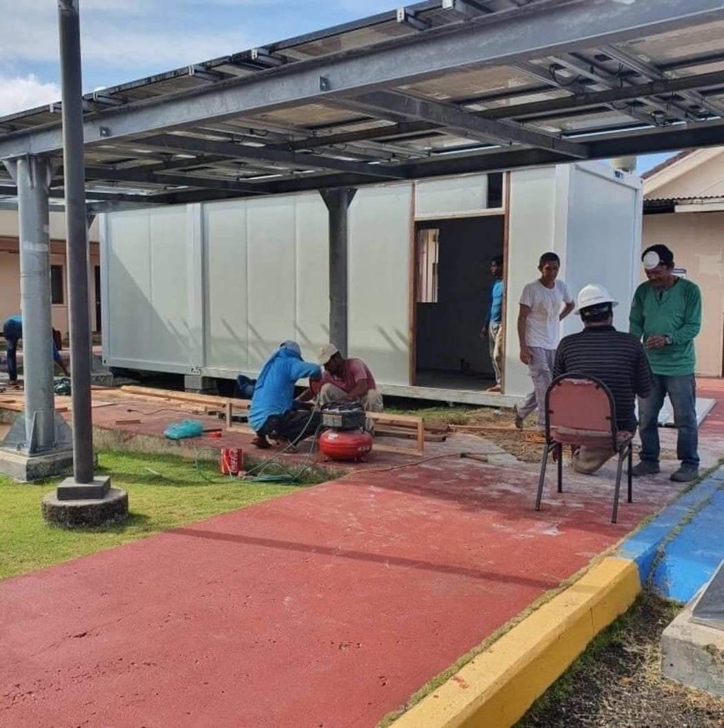 Construction of the facility that will house the machine for testing for Covid-19