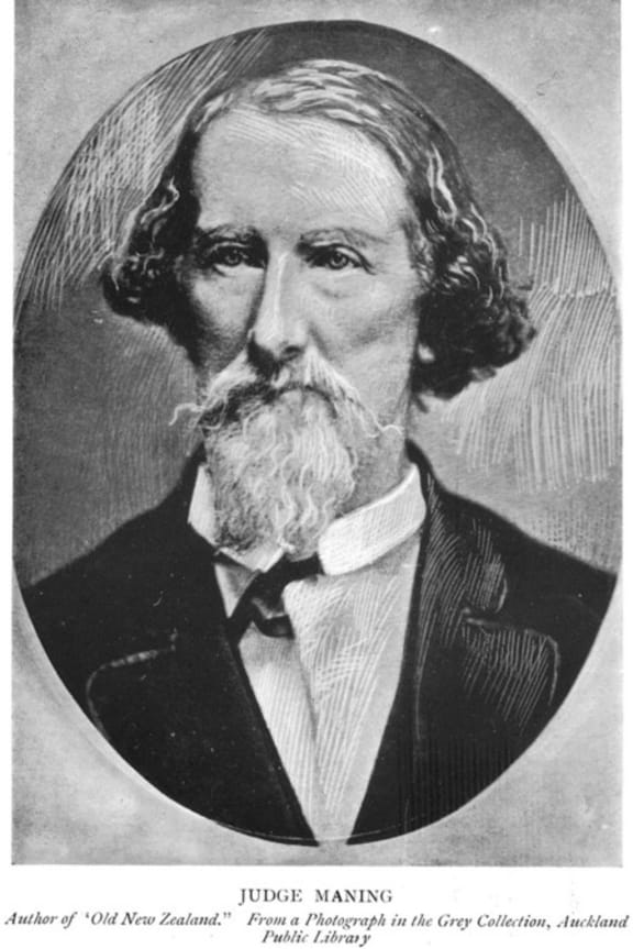 Sketch of Judge Frederick Edward Maning, circa 1870