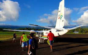 Talofa Airways flight loading at Apia's Fagali'i Airport (closed).