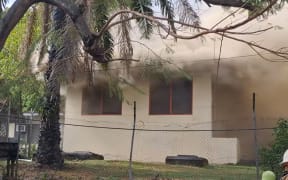 The Solomon Islands Electoral Commission Office building on fire as at 9:30am local time.