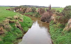 A creek that runs through Ray McCrostie's farm in Southland