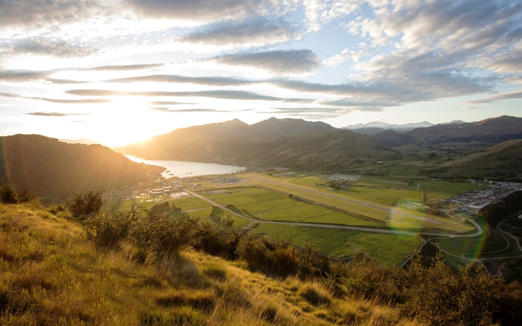 An aerial view of Queenstown Airport.