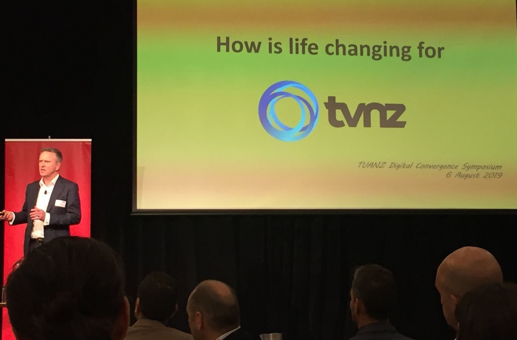 TVNZ chief executive Kevin Kenrick telling the TUANZ conference how convergences has changed the game.