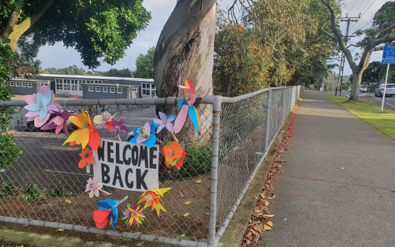 Mount Eden Normal School puts out the welcome sign for returning primary pupils.