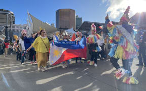 Philippines fans in Wellington before Football World Cup  - before match against Football Ferns