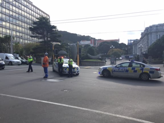 police and security staff near Parliament.