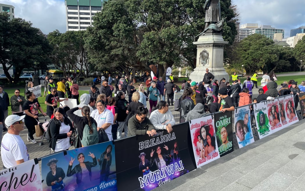 Families and supporters of missing people, frustrated with lack of progress, marched to Parliament on Thursday to call for more police resources to bring them home.