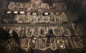 The remains of homes leveled by the Camp wildfire in Paradise, California.