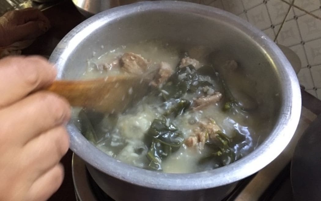 Hmepok is a porridge-like dish cooked with rice, meat and dried herbs.