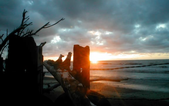 Sunset seen from a New Zealand beach.