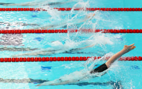 Swimmers dive in the water during the women's 200m freestyle heats at the TYR Pro Swim Series at San Antonio on 5 March 2021 in San Antonio, Texas.