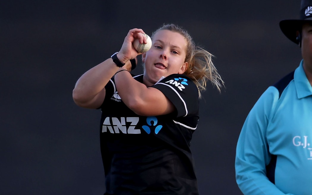 White Ferns Leigh Kasperek bowls