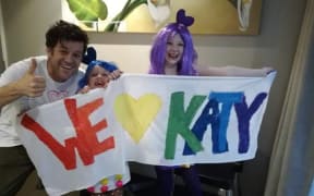 Brad, Asha and Ruby Warrington getting ready for Katy Perry