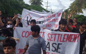 Refugees protest on Nauru on Friday