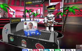 Channel Nine's ukelele-playing election robot ushers out a defeated candidate