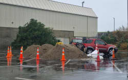 Dunedin sandbag station at Ice Stadium