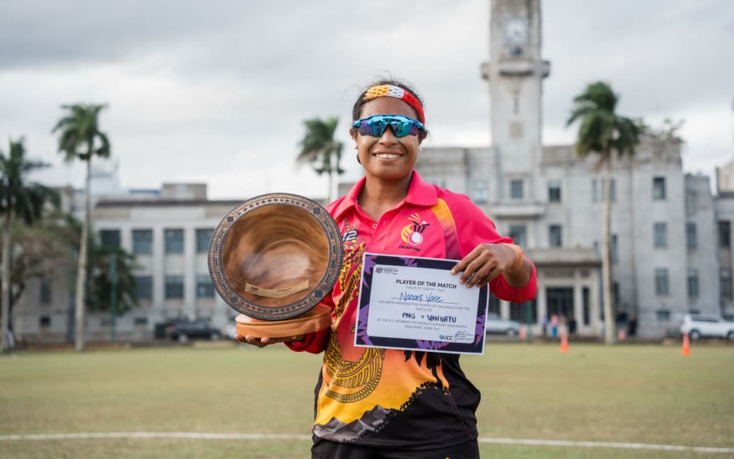 PNG Lewas celebrate their final win over Vanuatu in Suva. Photo: ICC-EAP/Cricket PNG