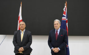 (L-R)  Tonga' Prime Minister 'Aisake Valu Eke and New Zealand's Foreign Minister Winston Peters