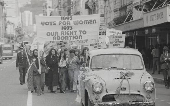A pro-abortion march in Wellington, 1973.
